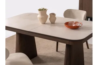 Sofya Extendable Ceramıc Table 160*90-walnut